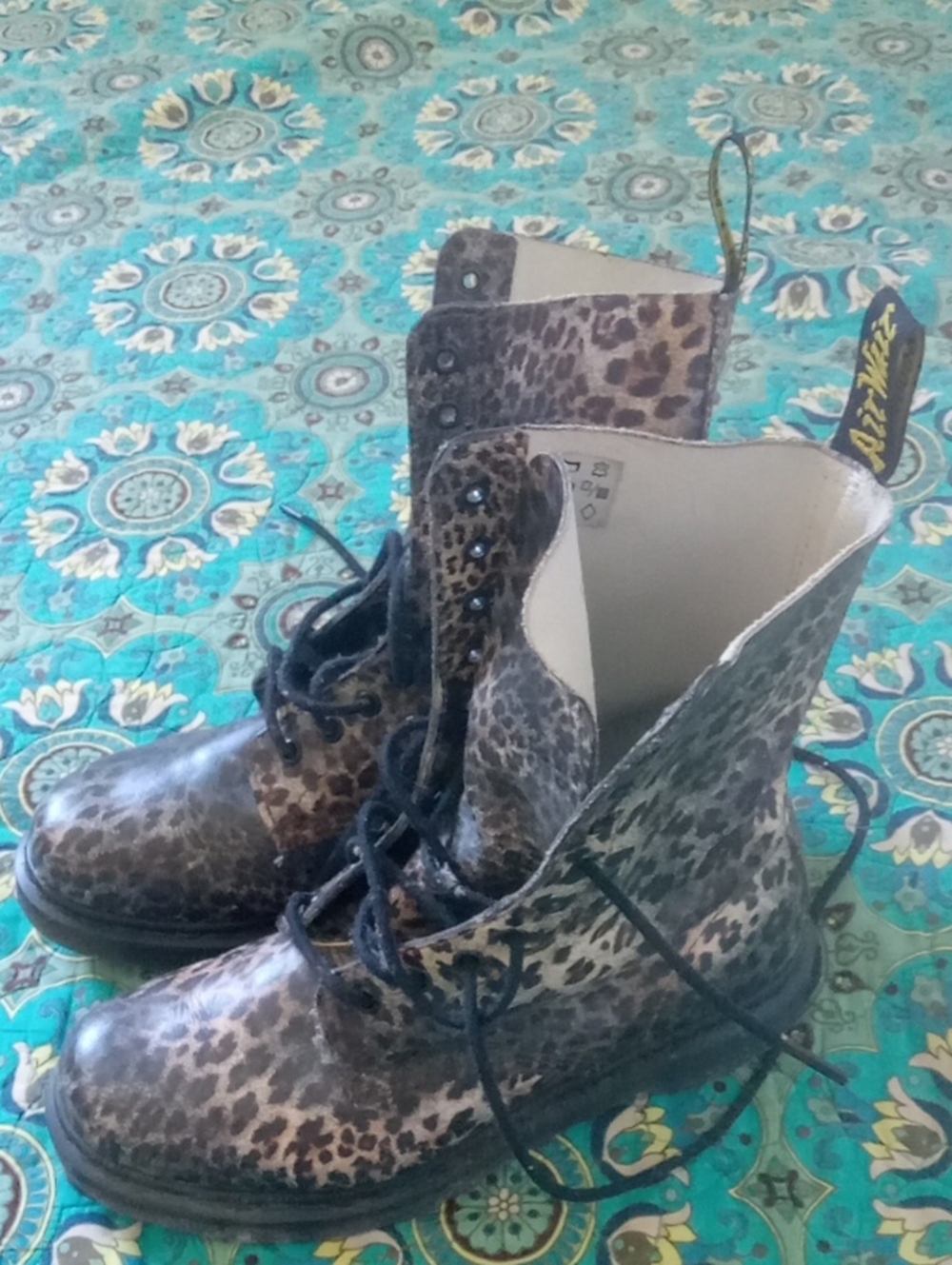 Dr. Martens Women's Leopard Print Combat Boots - Brown/Black